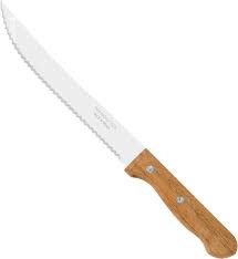 Tramontina 20cm wooden handle slicing knife, serrated