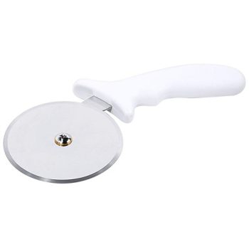   Pizzaschneider 10 cm, Länge 24 cm, oder metallisiert. Griff, weiß