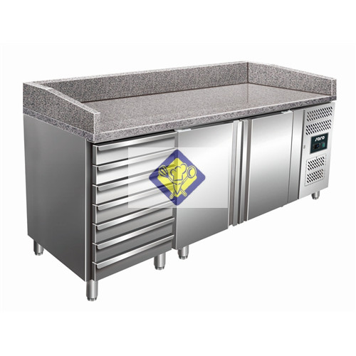 Refrigerated pizza bench, 223 cm, granite worktop Model MARGA PZ 2610 TN
