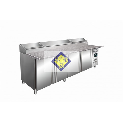 Kühlpizza Bank, 250 cm, Granit Arbeitsplatte, Kühlschrank bedingtes Modell SH 2500