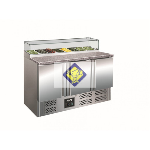 Refrigerated pizza bench, 137 cm, granite worktop, bottled cooler conditions Model PS 300 G