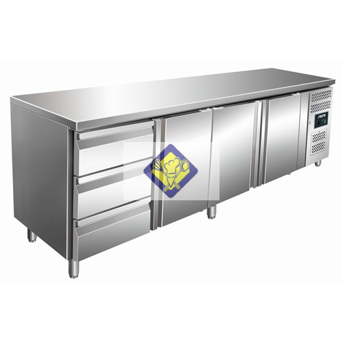 Refrigerated work table, 223 cm, 3 doors + 3 drawers Model 4130 KYLJA TN