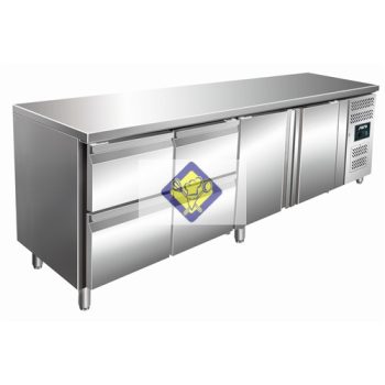   Hűtött munkaasztal, 223 cm, 2 ajtó + 4 fiók Modell KYLJA 4140 TN