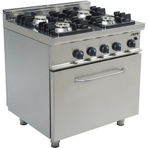 Gas cooker, four-burner, gas static oven GN 2.1, 31.9 kW, Model E7 / KUPG4LO