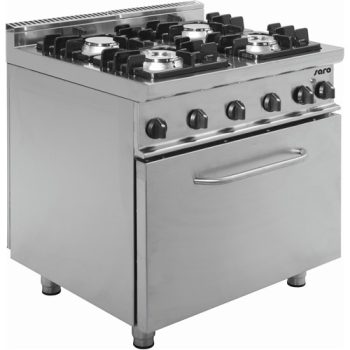   Gáztűzhely, 4 égős, elektromos sütő GN 2/1, 24+5,48 kW, Modell E7/KUPG4LE