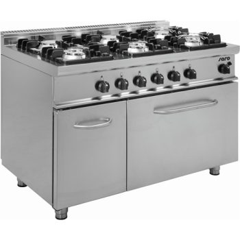   Gáztűzhely, 6 égős, gázos sütő GN 2/1, 43,9 kW, Modell E7/KUPG6LN