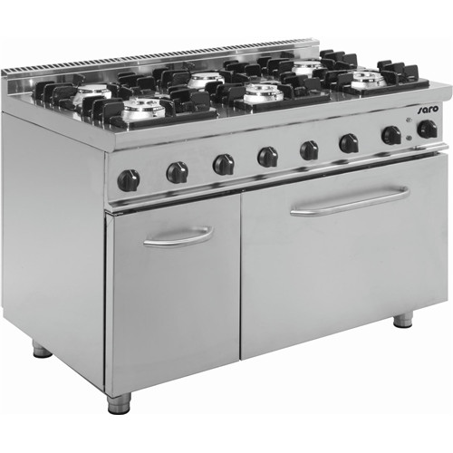 Gas cooker, six burners, electric oven GN 2/1, 36 + 5.48 kW Model E7 / KUPG6LE