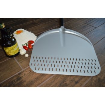   Aluminium Pizzaschaufel. GI. 50x50cm / 180 cm perforiert Ende