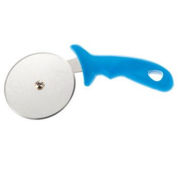   Pizzaschneider 10 cm, Länge 24 cm, oder metallisiert. Griff, blau
