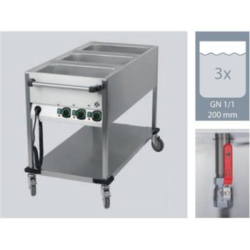 Warming, waterbath, 2.1 kW, 3xGN1 / 1 Model 3120 BMPs