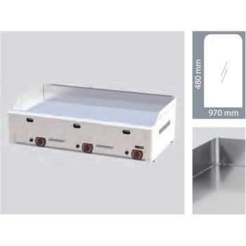  Backblech, gasbefeuerte, Backofen Fläche: 97x48 cm, glatt, verchromt Modell 90 G FTHC