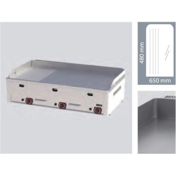   Backblech, gasbefeuerte, Backofen Fläche: 97x48cm, flach Rippen Modell G 90 FTHR