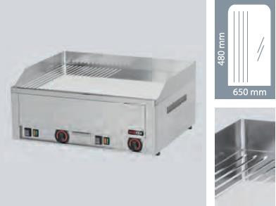 Baking sheets, electric oven surface: 65x48cm, flat-ribbed chrome-plated Model 60 E FTHRC