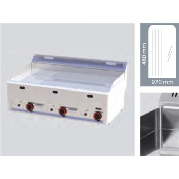   Backblech, gasbefeuerten, Backofen Oberfläche: 97x48 cm, 600-Serie, glatt / gerippt Chrom Modell GL 90 FTHRC