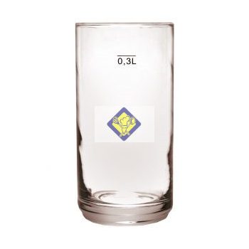 3 dl Glas Wein beschriftet