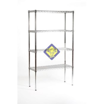   Állvány, 4 polcos, krómozott, méret: 1220 x 460 x 1830 mm