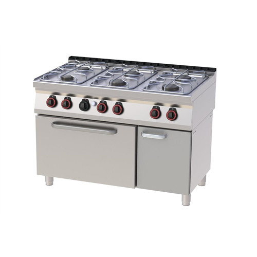 Gas cooker with gas static oven, 700 series, six burners 37 kW Model SPBT 21G 70/120