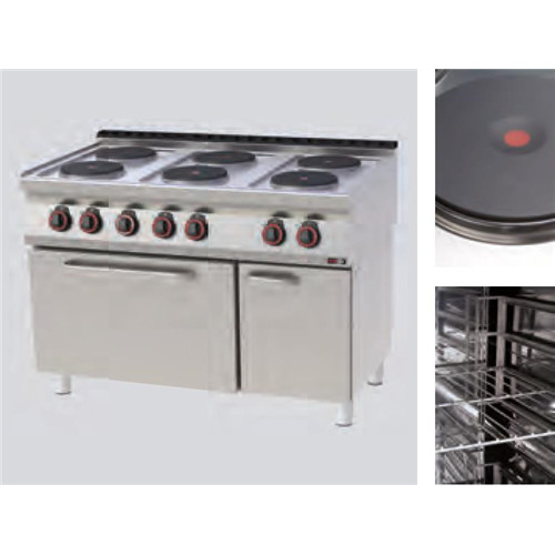 Electric stove, convection oven GN 1/1, round rings, 700 series, 18.6 kW, 230/400 V Model SPT 11 E 70/120