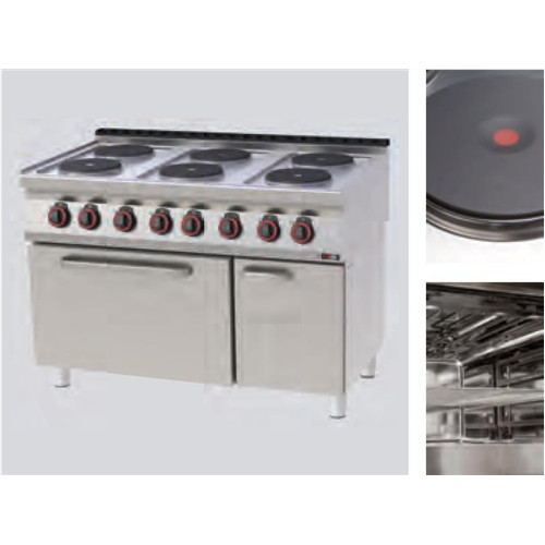 Electric hob, electric oven GN 2/1 static, round rings, 700 series, 21.9 kW, 400 V Model SPT 21 E 70/120