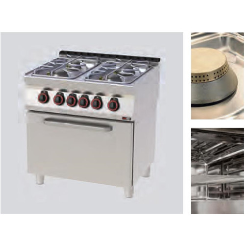 Gas cooker, electric static oven, 700 series, burner 4, 33.3 kW Model SPT 70/80 21 GE