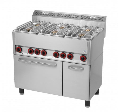 Gas stove, electric convection oven, 600 series, 6-burner, 30.13 kW Model SPT 90 GLS